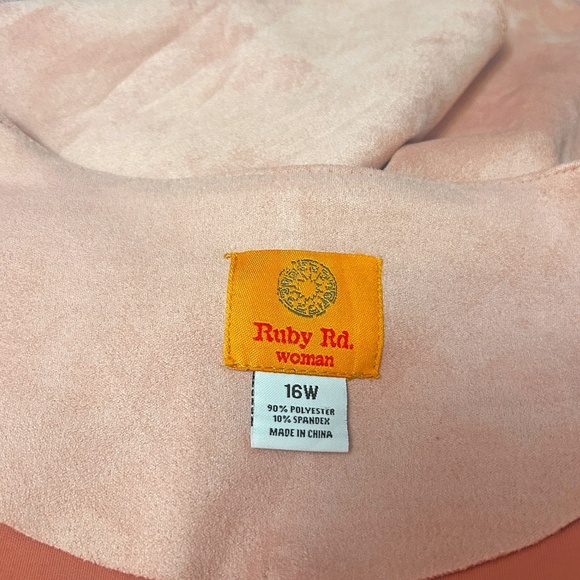 Ruby Rd. Duster Coat Jacket Open Front Pale Pink Bracelet Sleeve Four Pockets - Picture 10 of 14